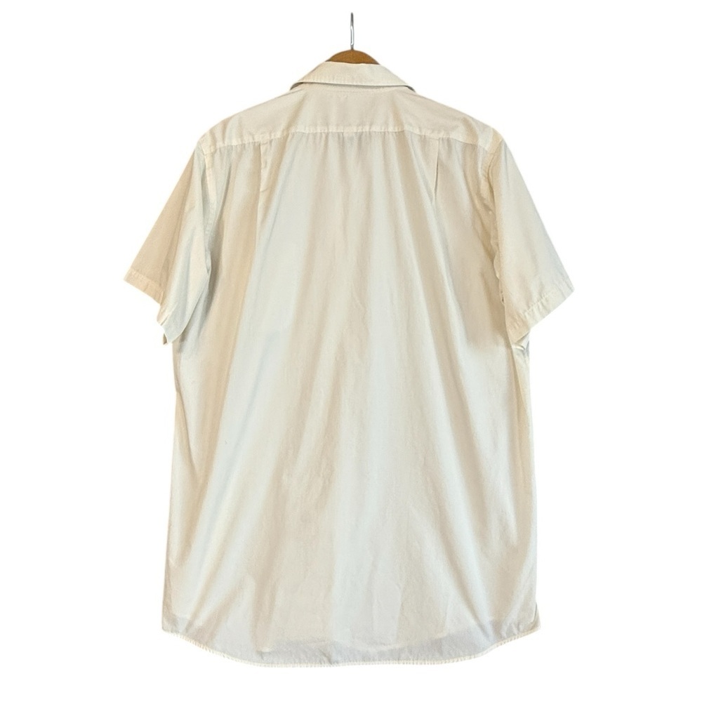 Alexander Lloyd Button Down Short Sleeve Dress Shirt. Cream Size 17.5 Tall #1851 - Picture 3 of 6